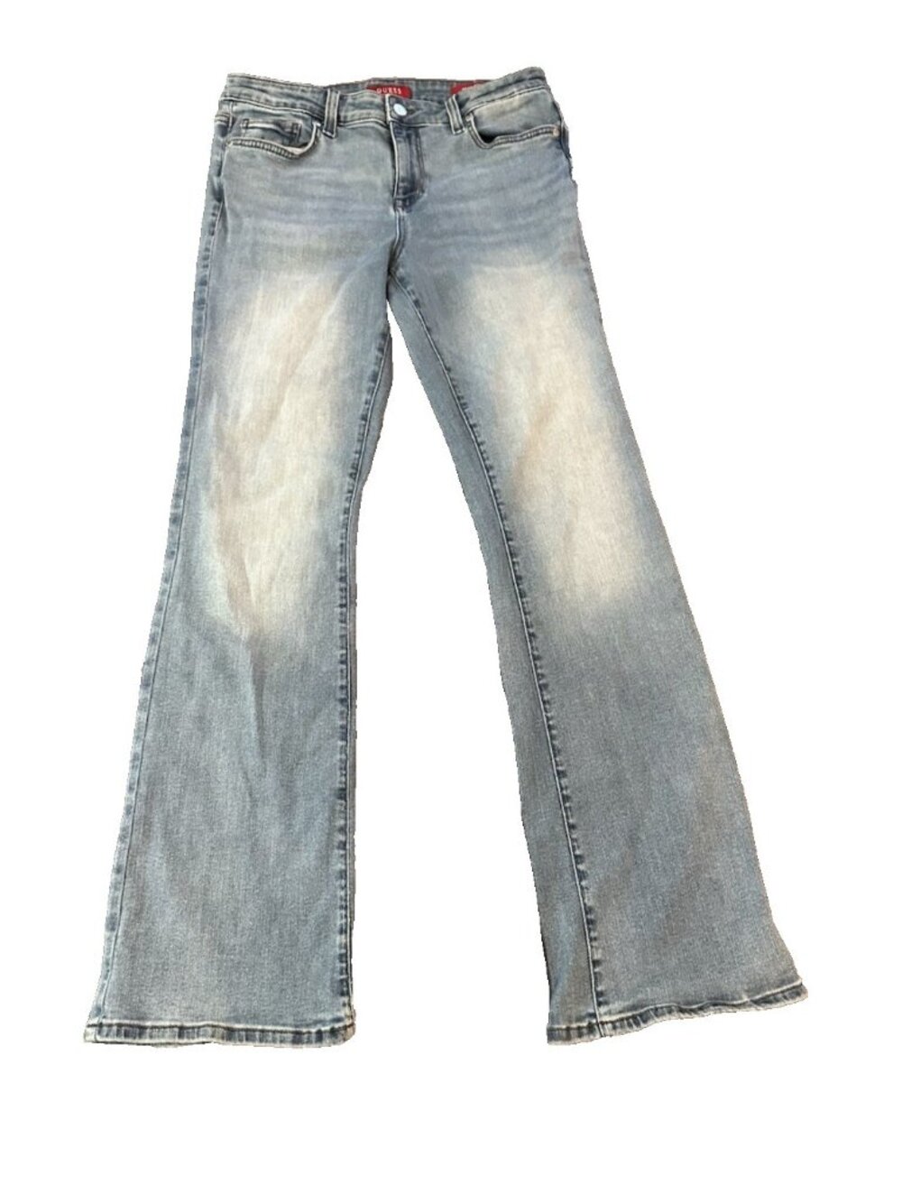GUESS Womens 31 Mid Rise Bootcut Jeans Light Wash Flare Y2K Logo Preppy Classic